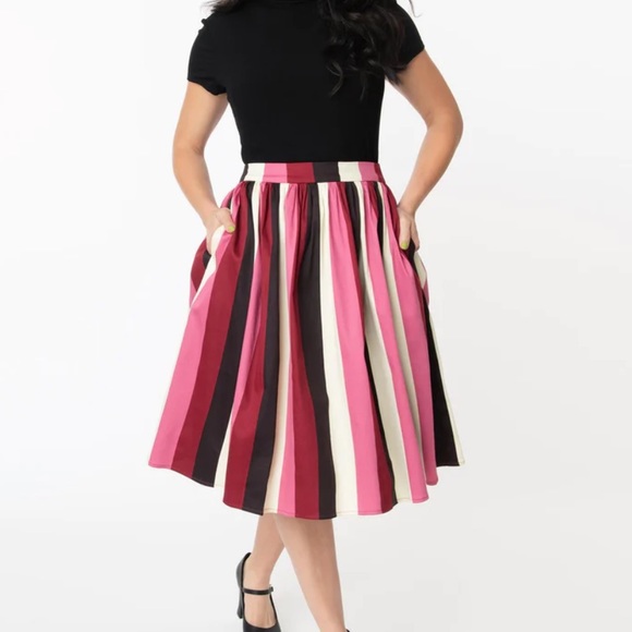 Collectif Mainline Jasmine Striped Swing Skirt - Picture 6 of 7